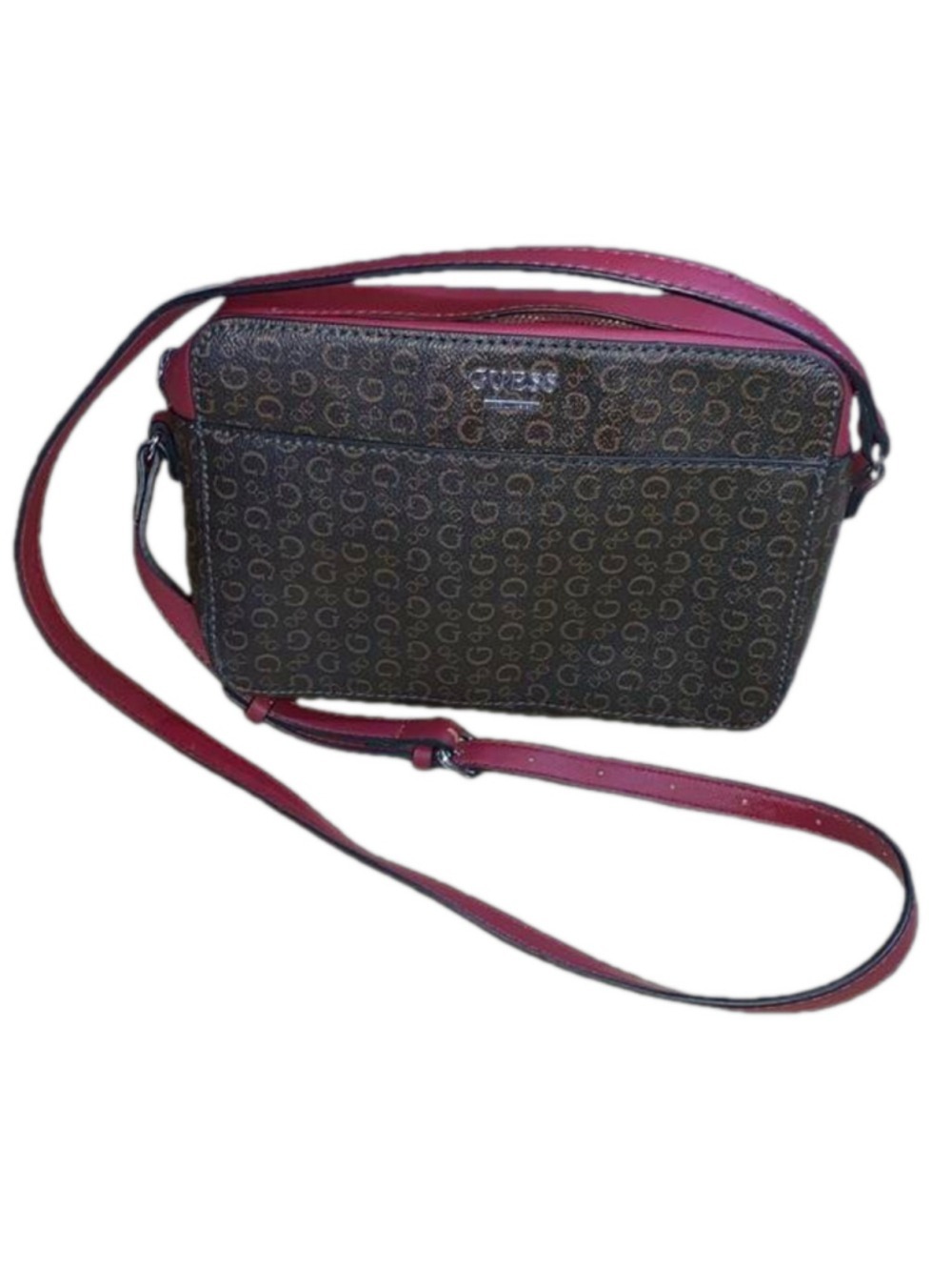 Guess crossbody shoulder bag burgundy with G's camera bag